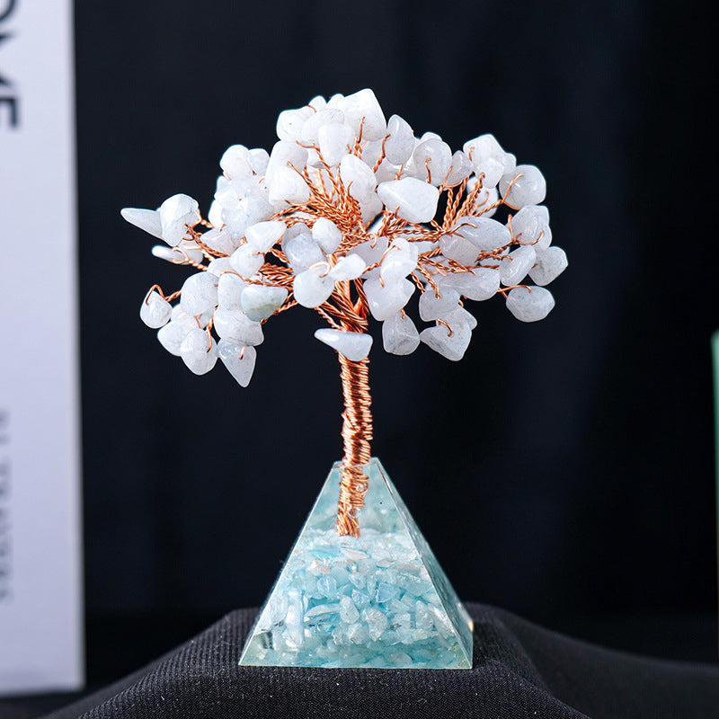Natural Crystal Feng Shui Tree with Pyramid Base