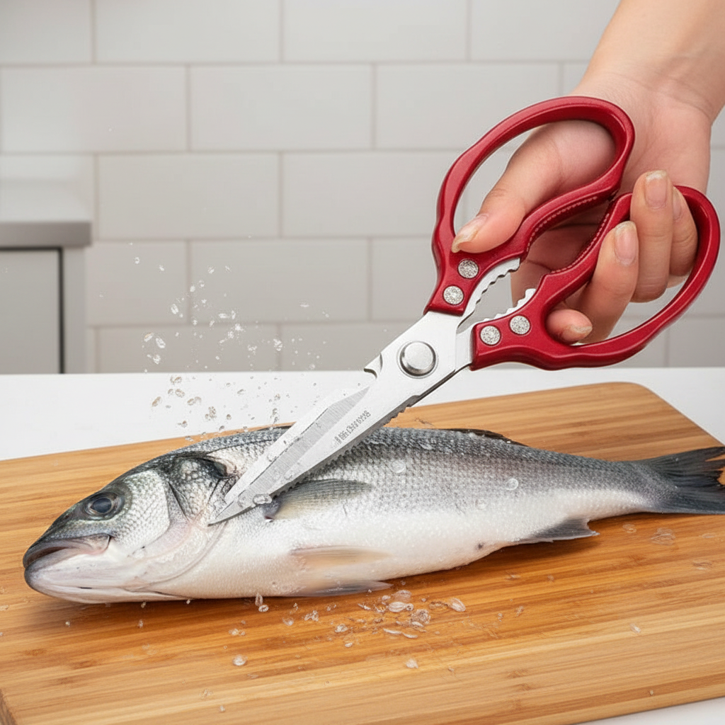 Japanese Stainless Steel Kitchen Scissors with Ergonomic Grip