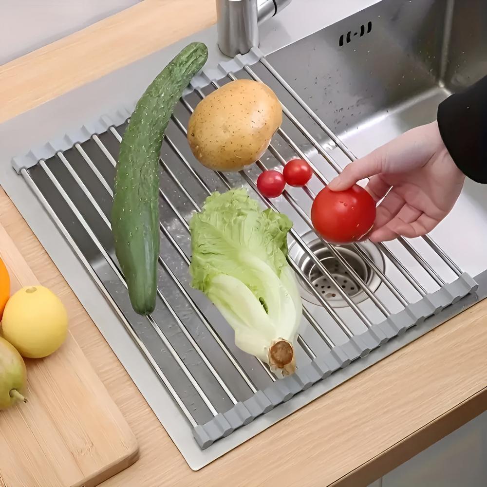 Stainless Steel Roll-Up Dish Drying Rack