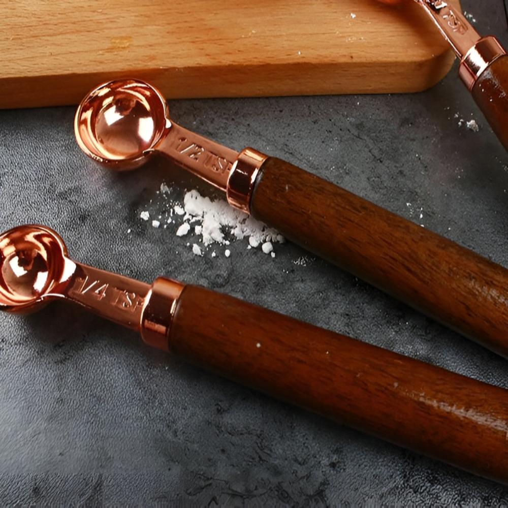 Copper-Plated Stainless Steel Measuring Cups and Spoons Set