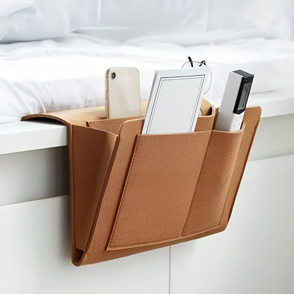 Felt Bedside Organizer with Pockets for Remotes and Phones