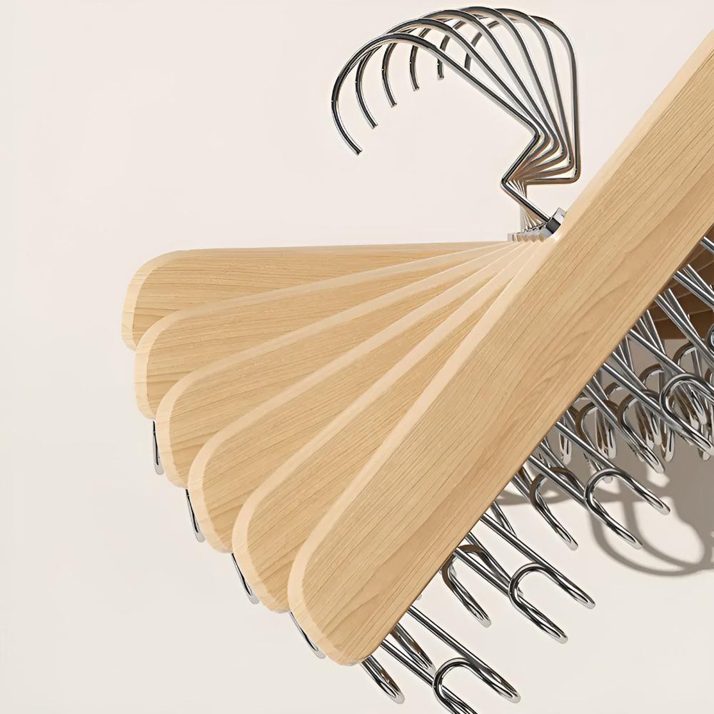 360° Rotating Wood Space Saver Rack with 8 Hooks