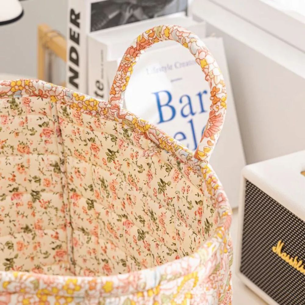 Floral Canvas Storage Basket for Organizing Essentials