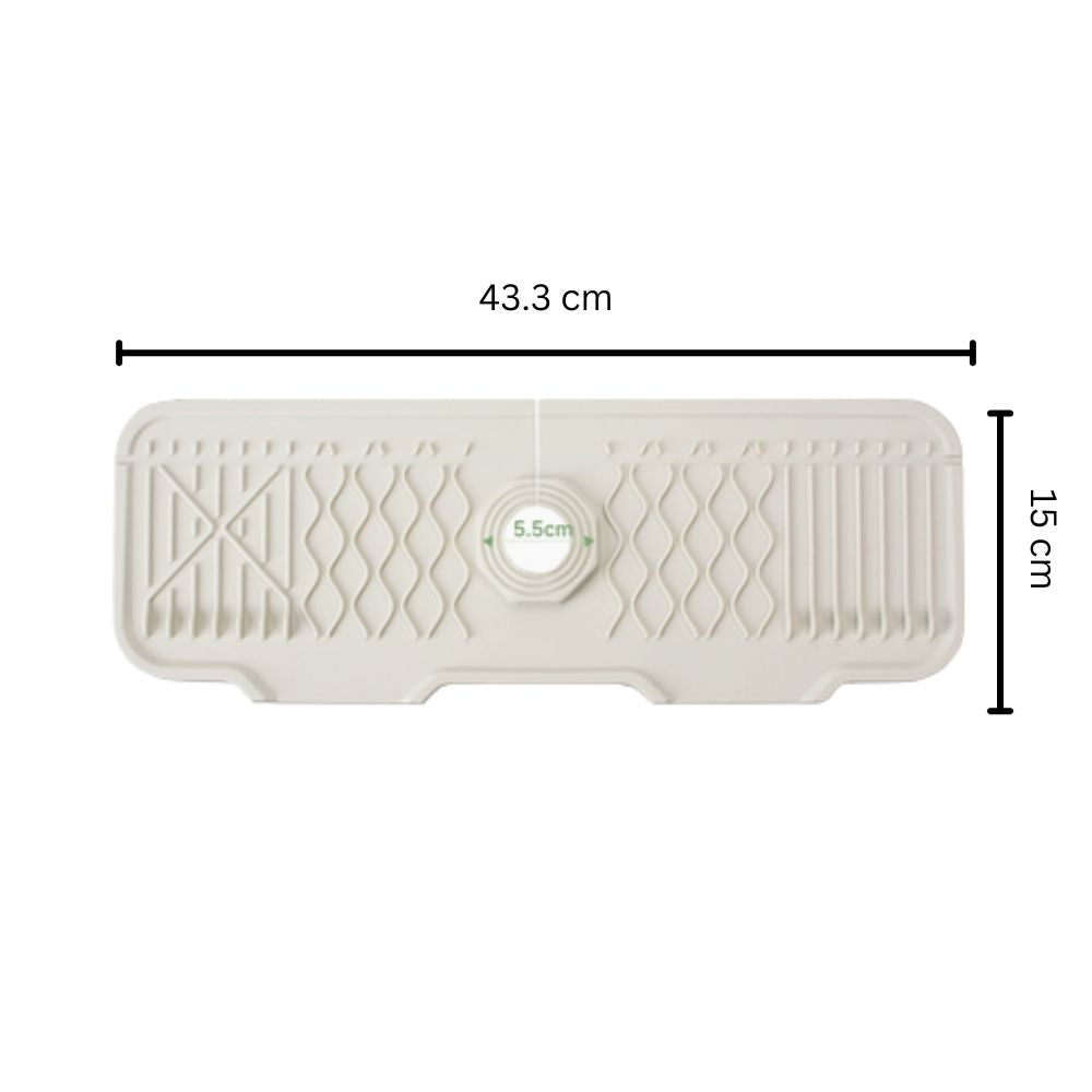 Rubber Faucet Sink Mat with Draining Slope and Foldable Edges