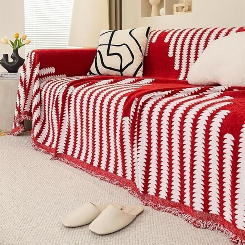 Monochrome Fern Chenille Sofa Cover with Anti-Slip Base