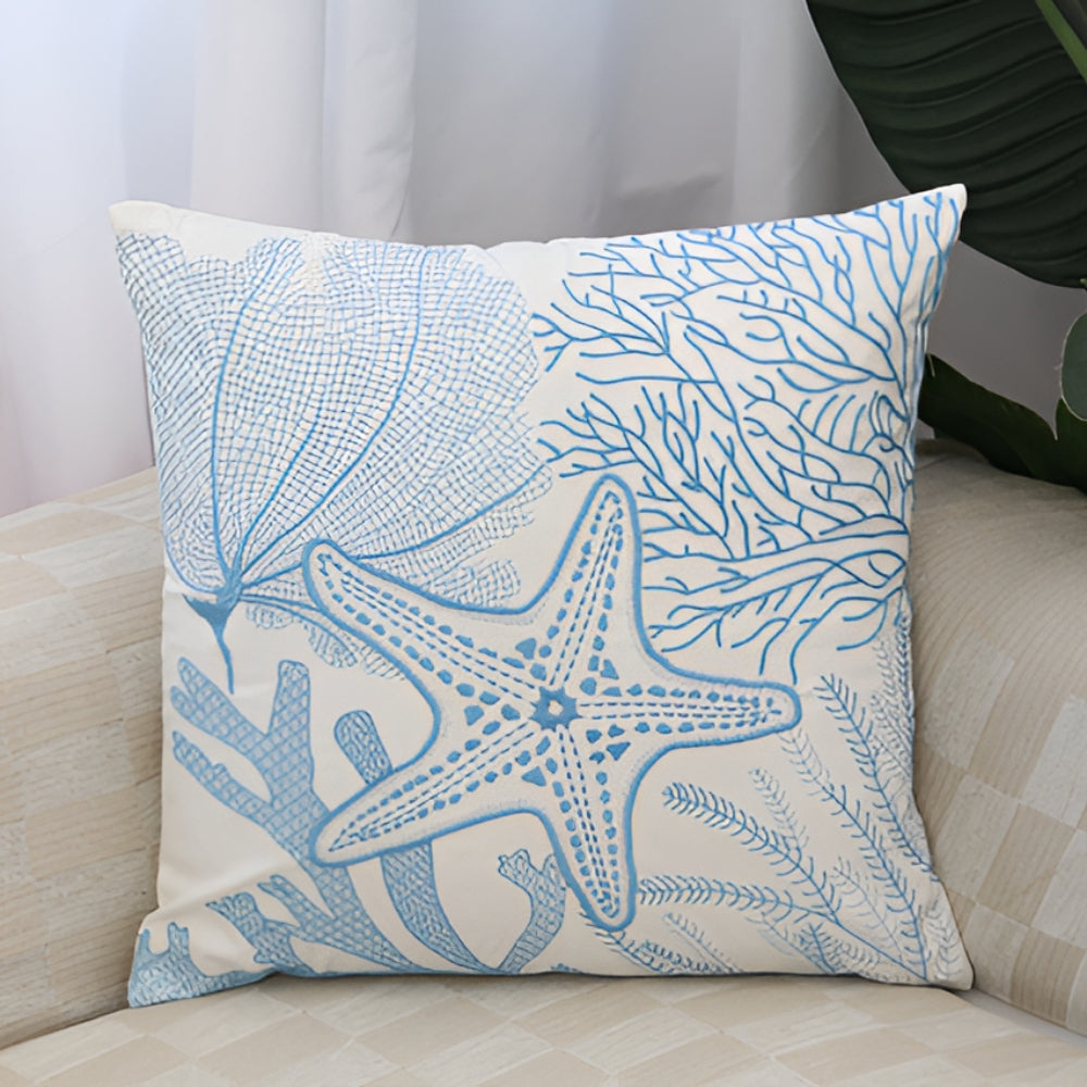 Ocean Treasures Embroidered Coastal Cushion Cover