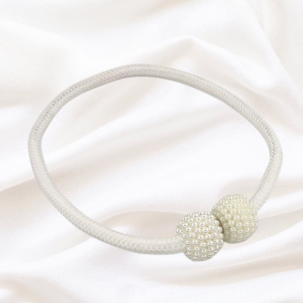 Magnetic Faux Pearl Curtain Tie Backs - 2 Piece Set