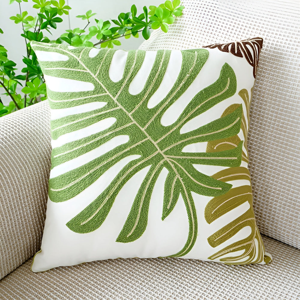 Leaf Pattern Microfiber Cushion Cover