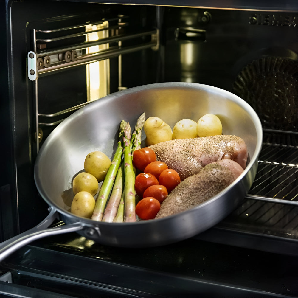 5-Ply Stainless Steel Frying Pan with Even Heat Distribution