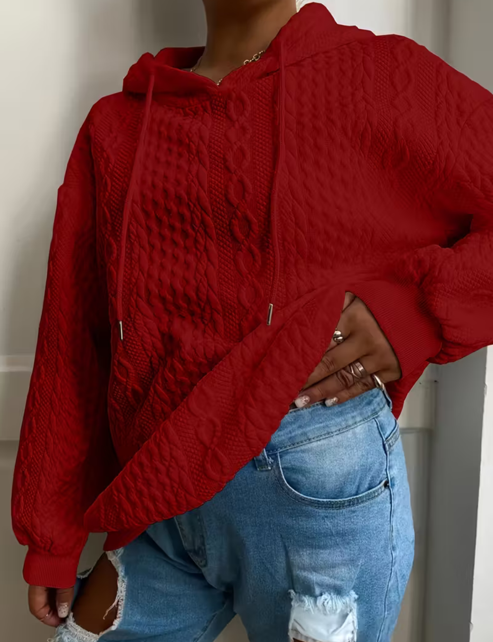 Clara | Ladies' Cable Knit Hoodie