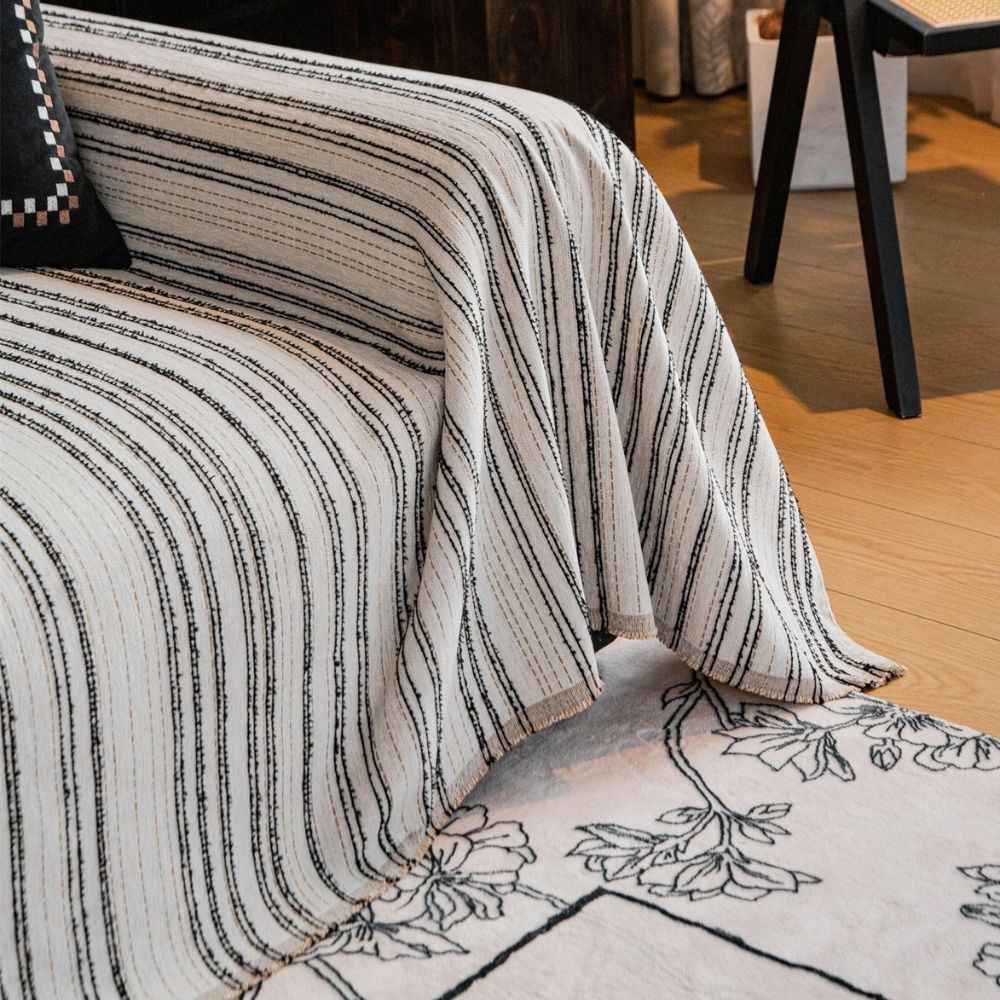 Chenille Stripe Sofa Cover for Stain Protection