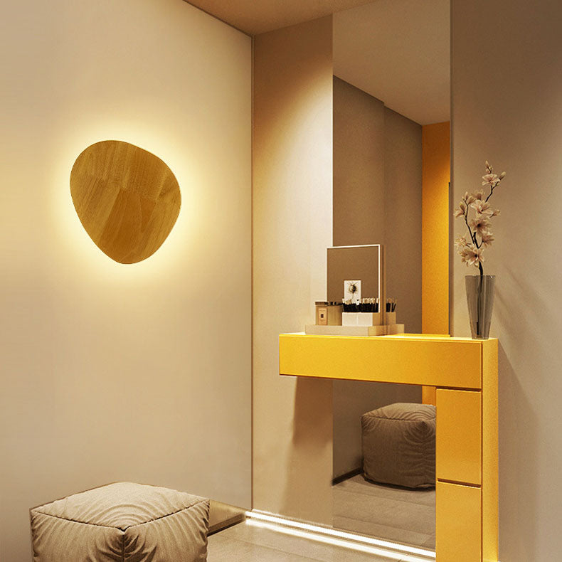 Modern Minimalist Round Oval Wood LED Wall Light