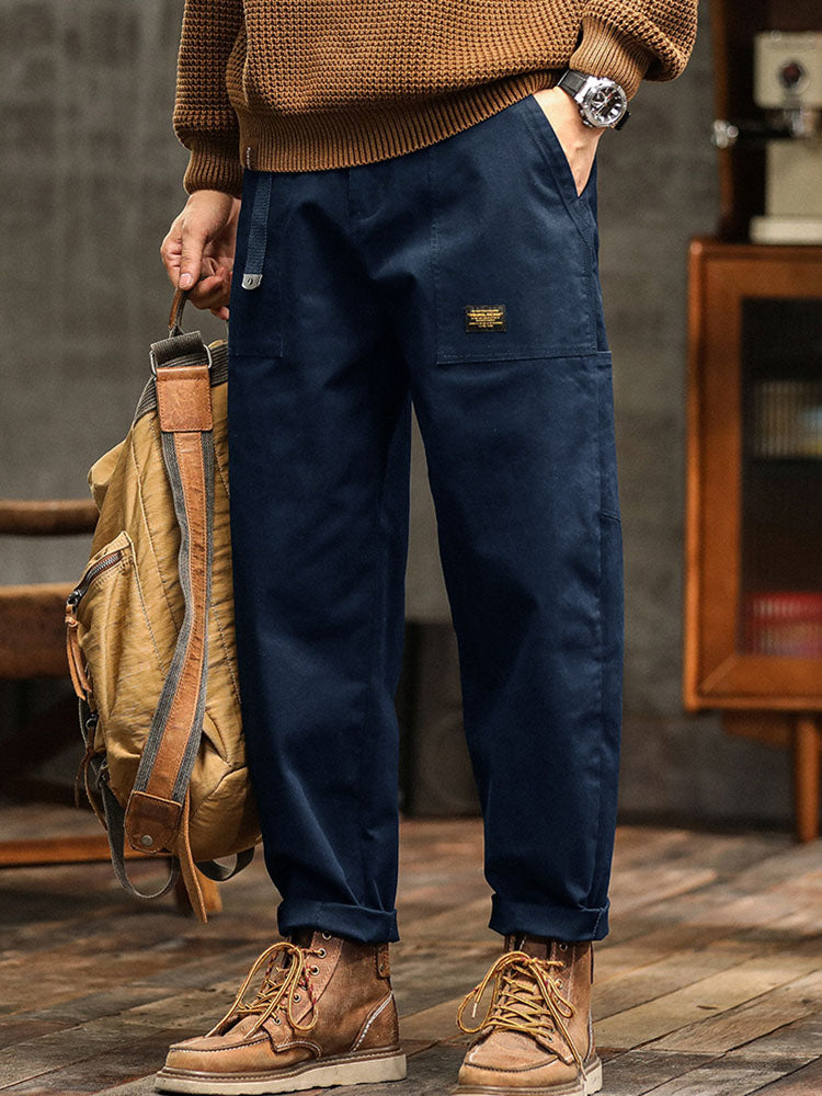 Men's Vintage Utility Pants with Pockets and Belt