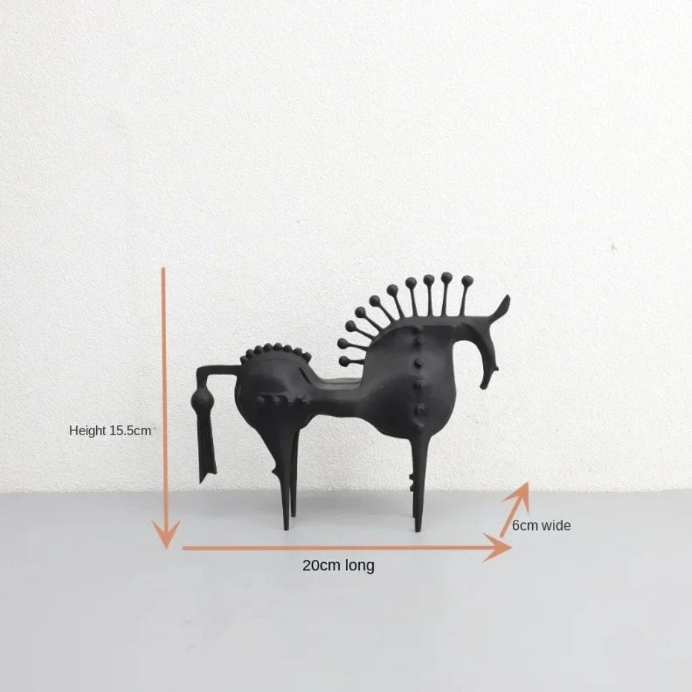 Abstract Black Stallion Metal Sculpture