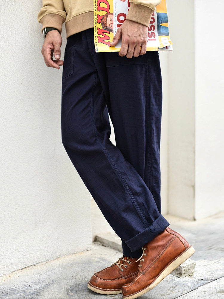 Men's Casual Straight Pants with Adjustable Waist