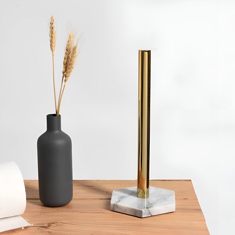 Marble Base Paper Towel Holder with Gold Accents