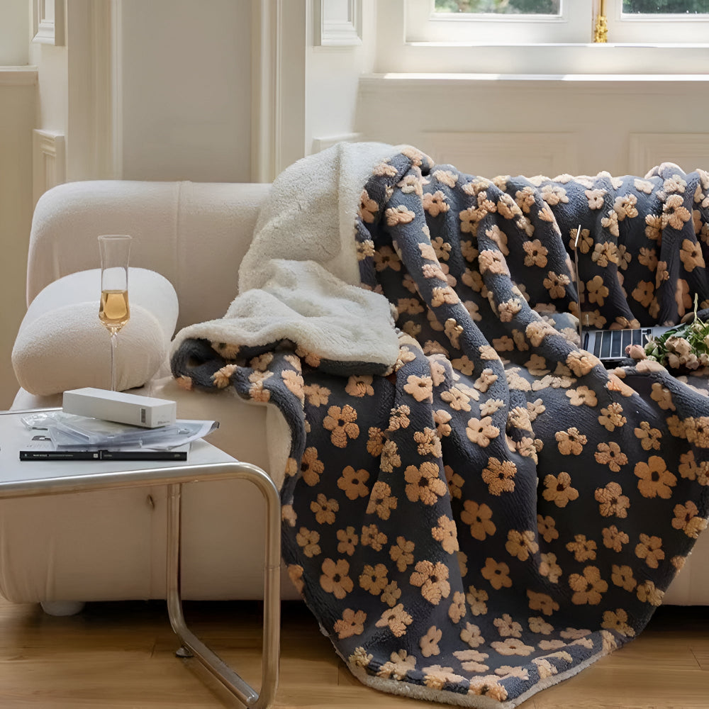 Wildflower Pattern Microfibre Throw Blanket