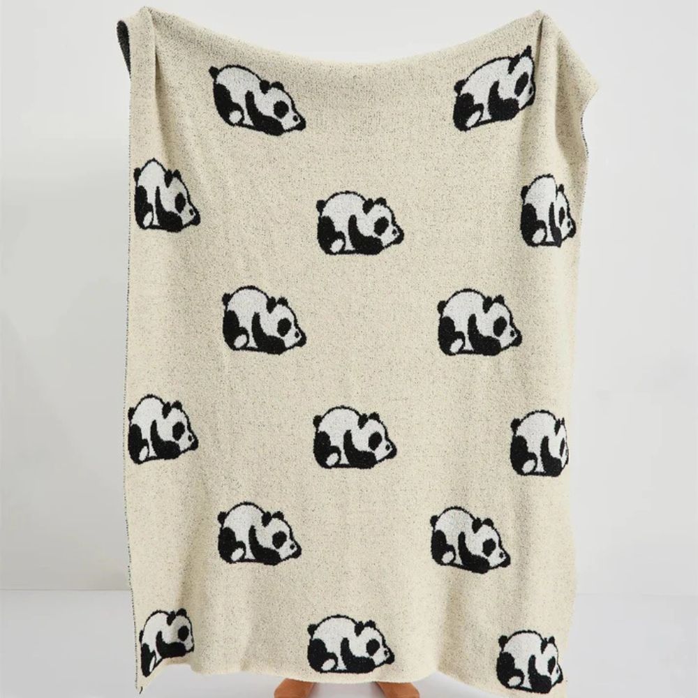 Kawaii Panda Jacquard Knit Blanket