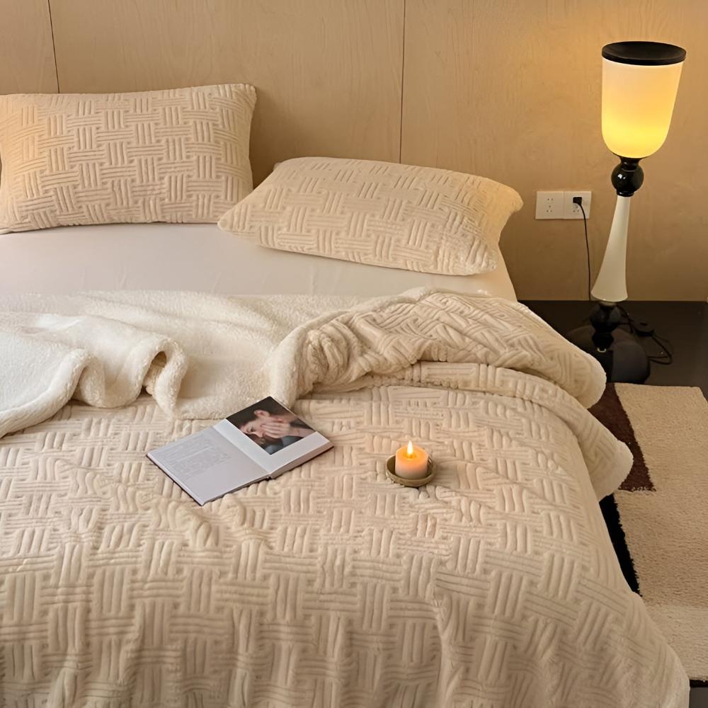 Plush Basket Weave Throw Blanket