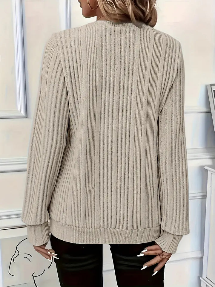 Amara | Ladies' Zip-Up Rib-Knit Sweater