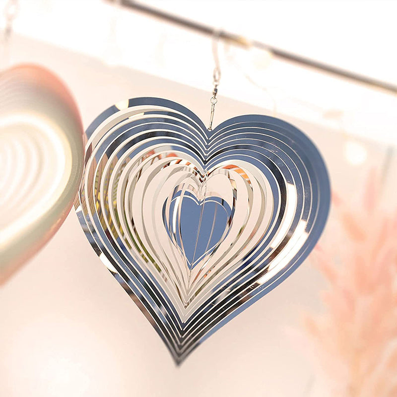 Stainless Steel Heart-Shaped Rotating Wind Spinner