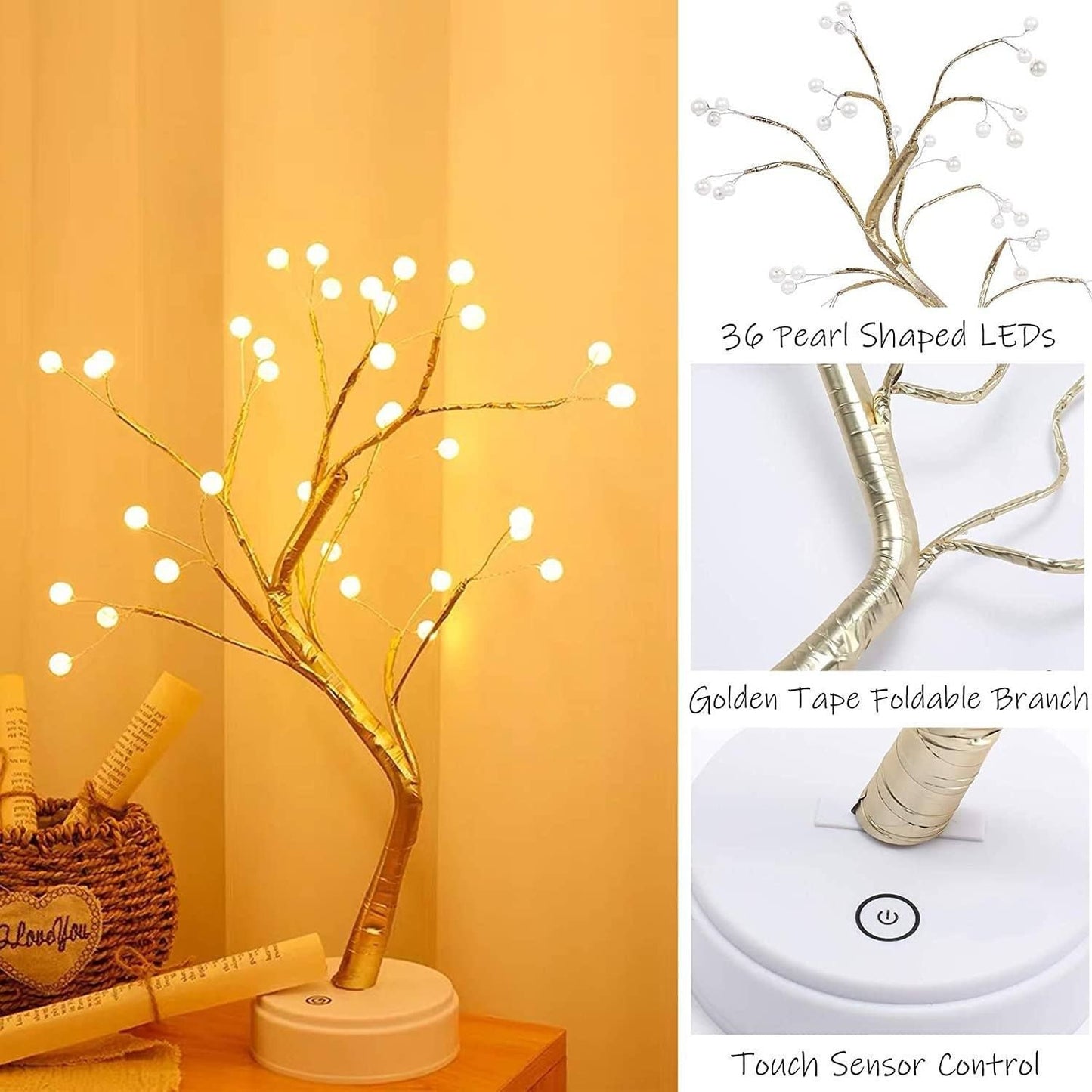 LED Spirit Tree Night Light with Warm White Lights