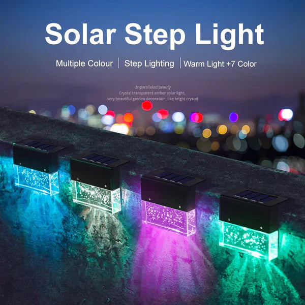 Solar Deck Lights with Color Changing Modes - Warm White and 7-Color Outdoor Step Lights