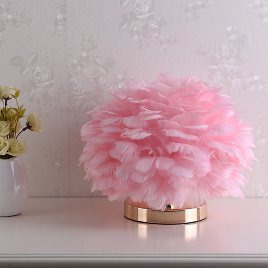 Luxury Swan Feather Table Lamp with Dimmable Push Button Switch