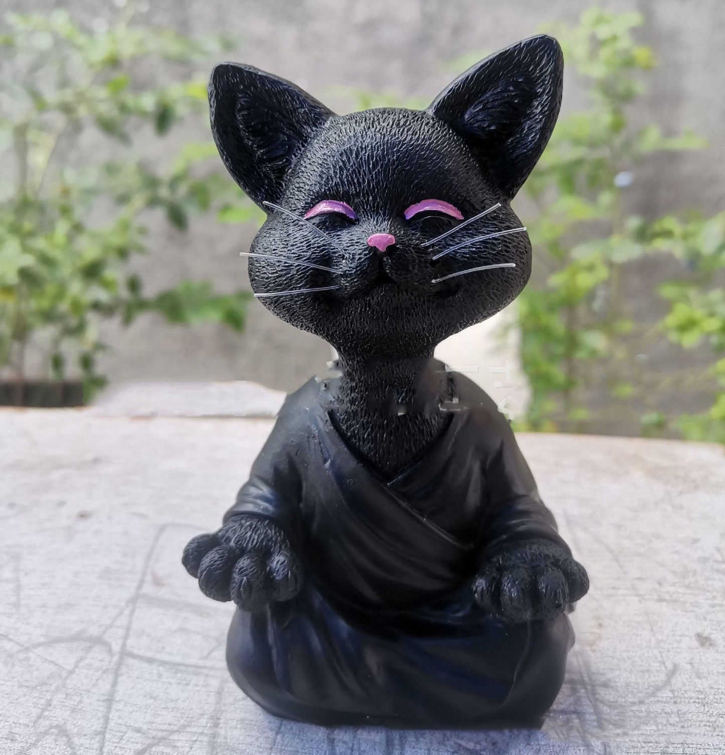Black Buddha Cat Figure for Meditation and Yoga Decor