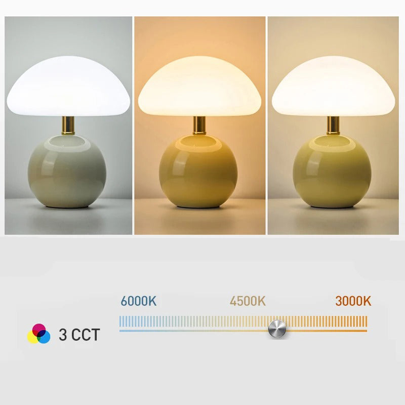 Dimmable Modern LED Nightstand Lamp with Glass Shade