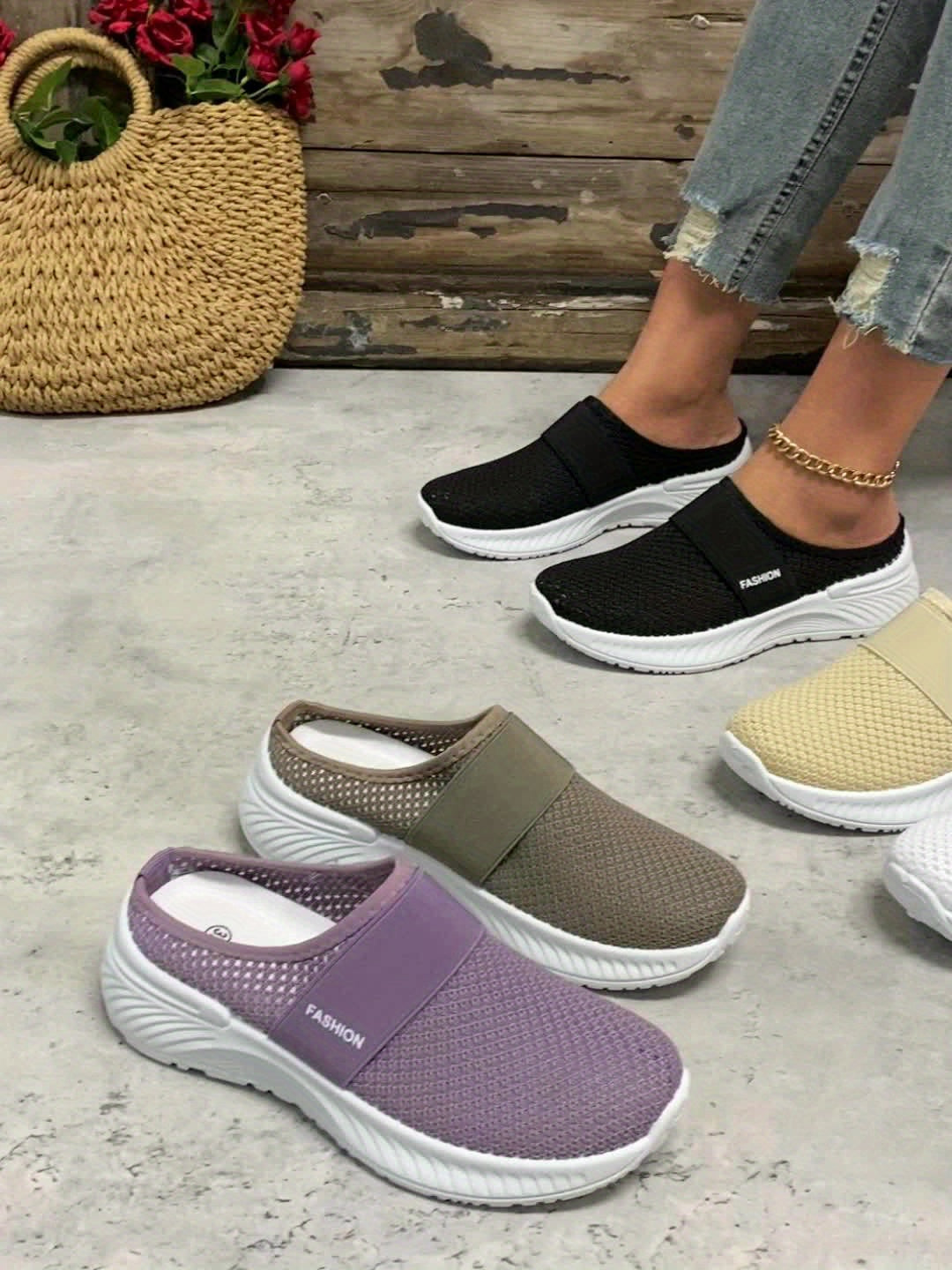 Breathable Mesh Slip-On Sneakers for Women