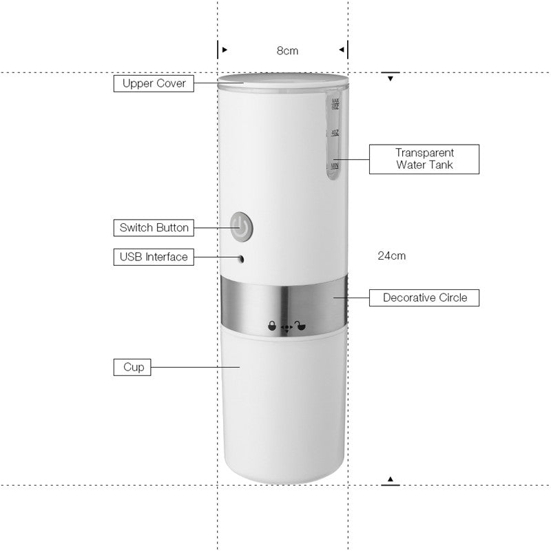 Portable Electric Coffee Brewer with USB and Battery Compatibility