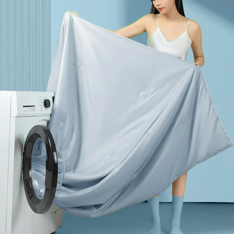 Cooling Silk Summer Quilt - Lightweight Blue Bedding Set