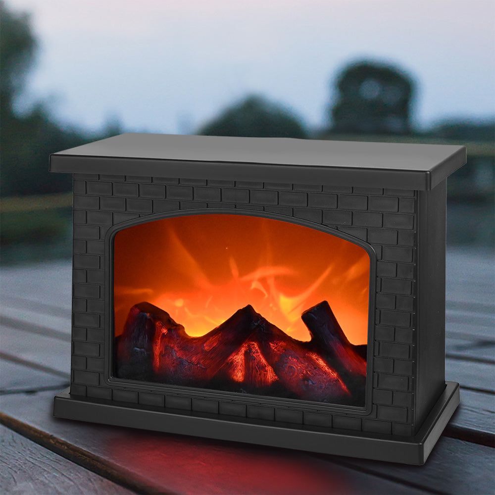 Rectangular USB and Battery Operated Fireplace Lantern with Realistic Flame Effect