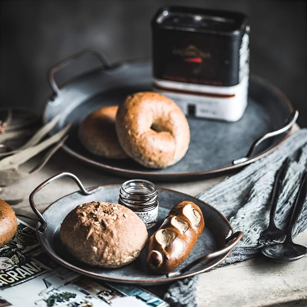 Retro Round Distressed Iron Serving Trays