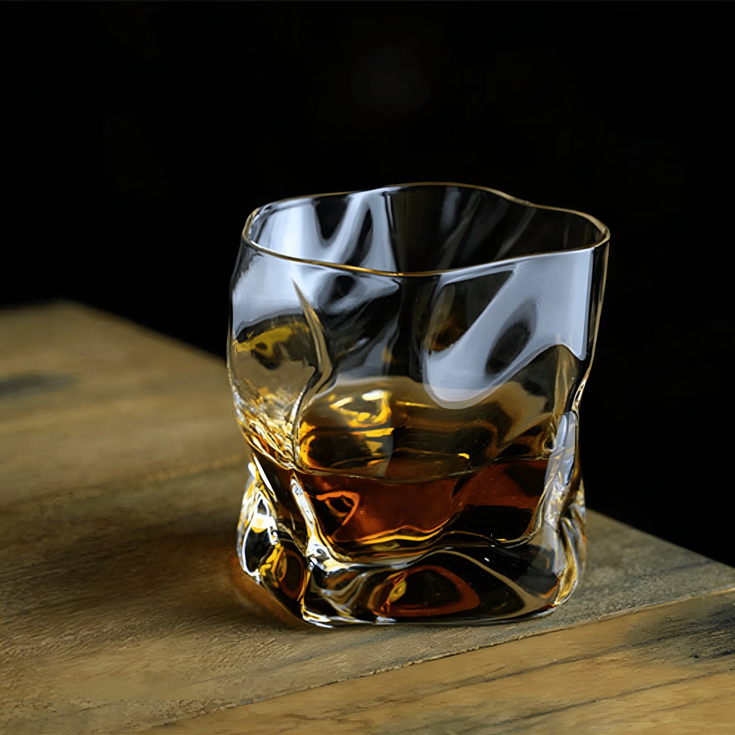 Edo Kiriko Hand-Cut Whiskey Glass with Unique Crumple Design