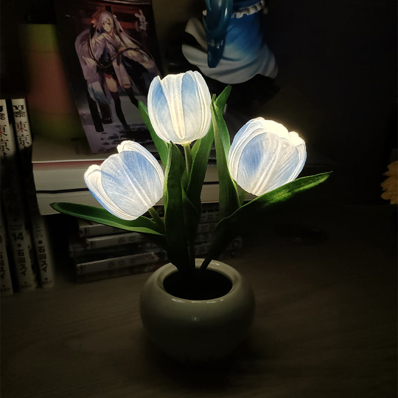 LED Tulip Nightstand Lamp - Ceramic Flower Table Light