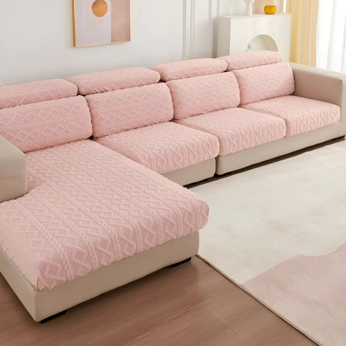 Velvet Diamond Pattern Sofa Cover - Stretchy 360° Protection