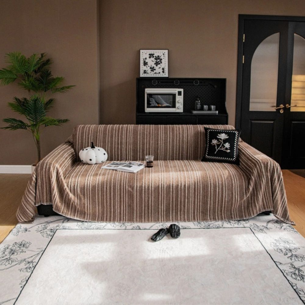 Chenille Stripe Sofa Cover for Stain Protection