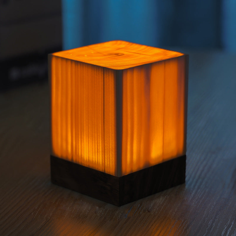 Cordless Rechargeable LED Table Lamp in Warm Wood Design
