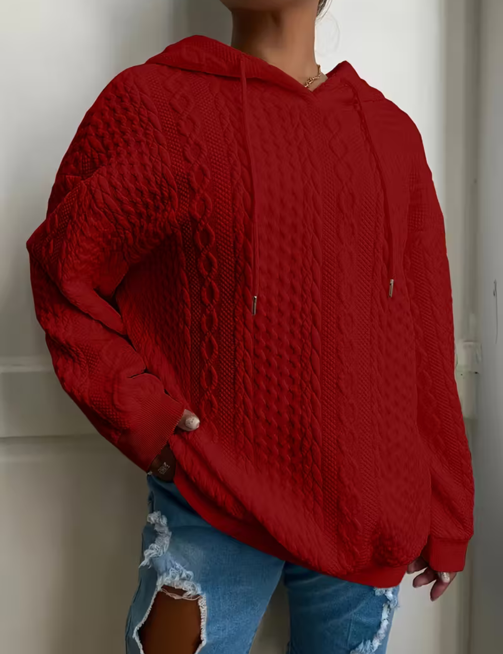 Clara | Ladies' Cable Knit Hoodie