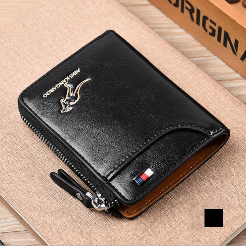 Compact RFID Wallet with Zip Closure for Cards and Cash