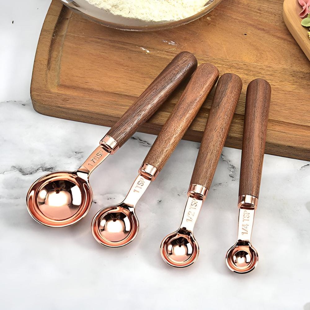 Copper-Plated Stainless Steel Measuring Cups and Spoons Set