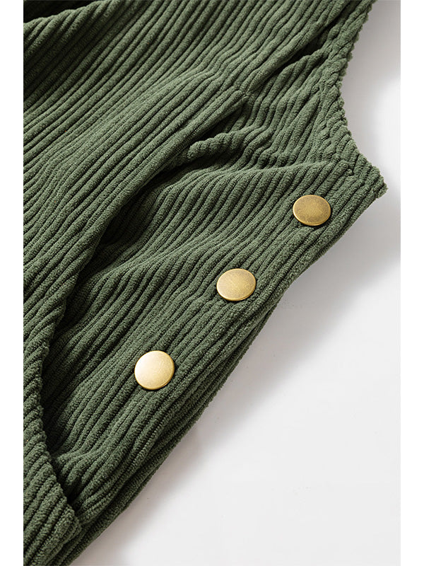 Cozy Ribbed Corduroy Loose Fit Overalls with Adjustable Straps
