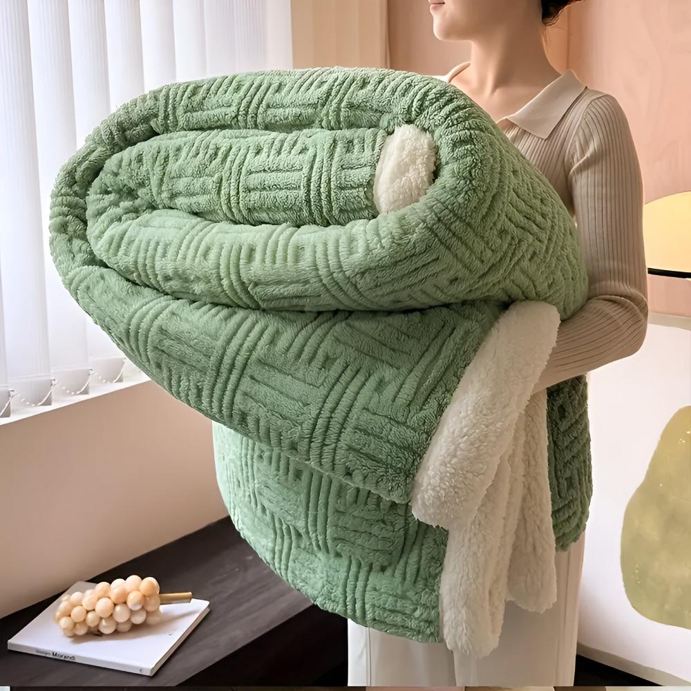 Plush Basket Weave Throw Blanket