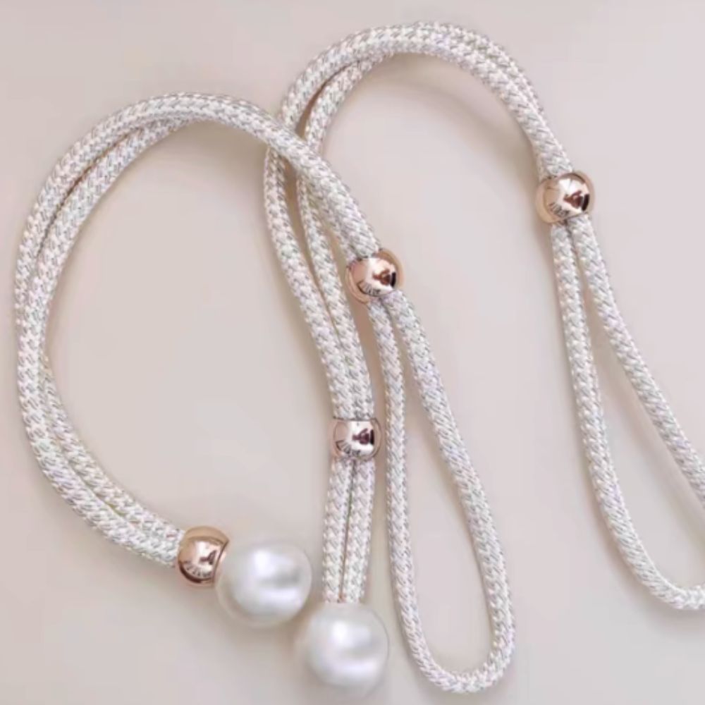 Adjustable Faux Pearl Curtain Tie Backs - 2 Piece Set