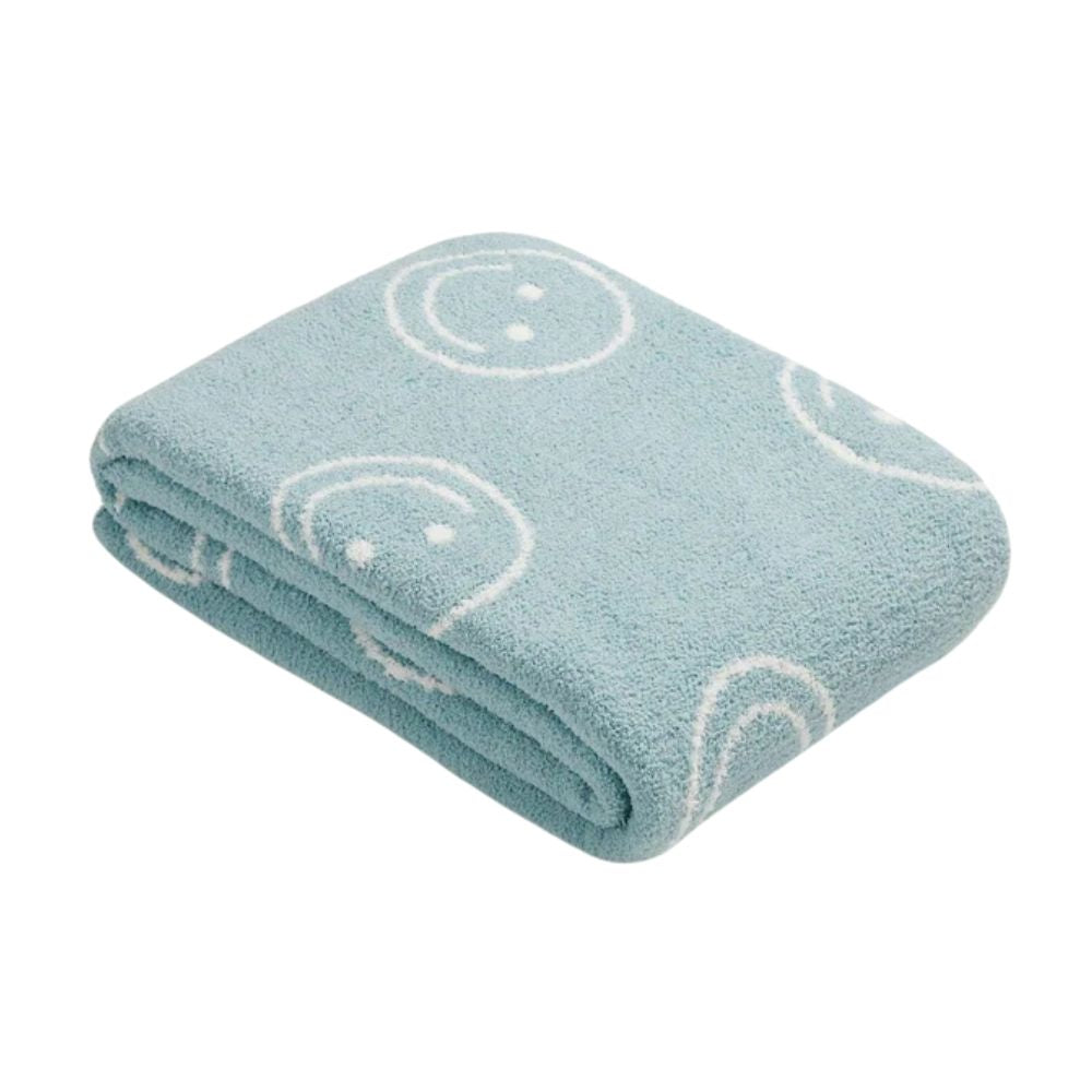 Smiley Face Cotton Plush Throw Blanket