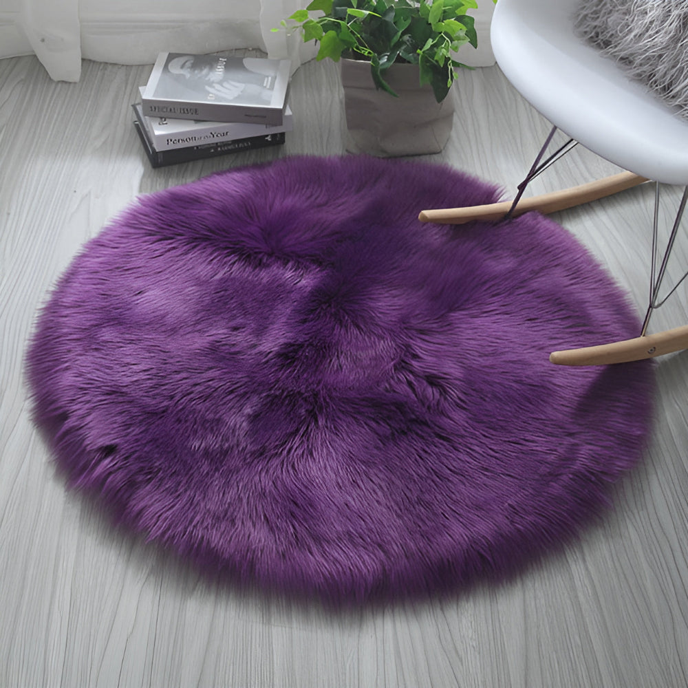 Fluffy Round Plush Area Rug with Non-Slip Backing