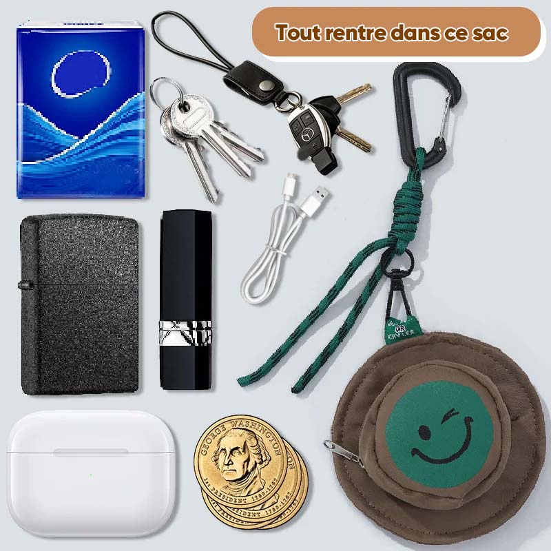 Mini Smiley Headphone Case with Keychain