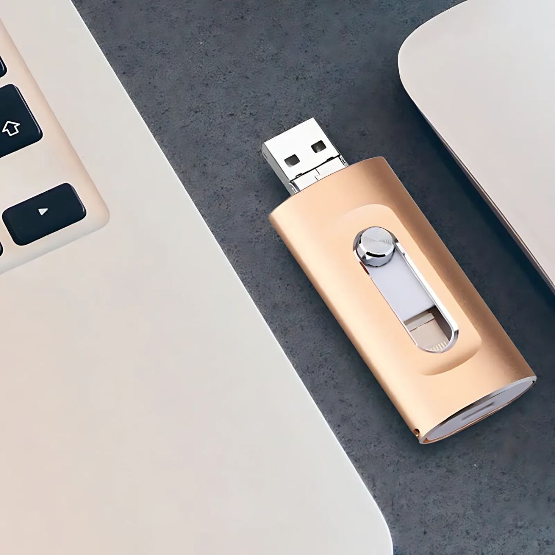 3-in-1 USB Stick with USB 3.0, OTG, and Type C Adapters